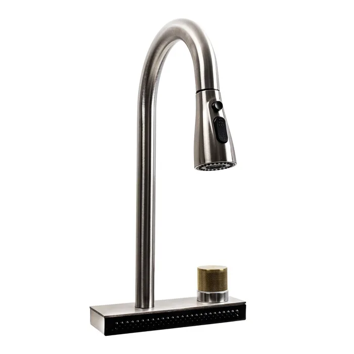 ZS84 Waterfall Kitchen Faucet Set (Waterfall) Platinum (Brushed)