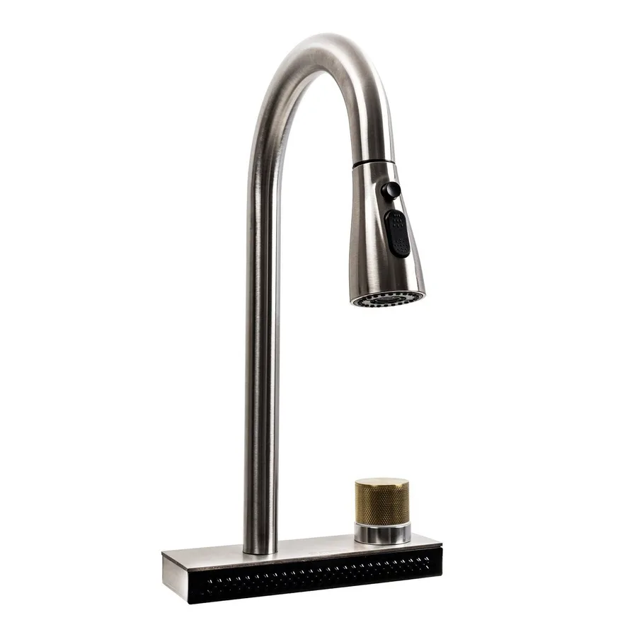 ZS84 Waterfall Kitchen Faucet Set (Waterfall) Platinum (Brushed)