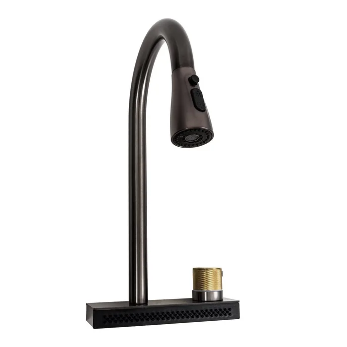 ZS85 Waterfall Kitchen Faucet Set (Waterfall) Platinum (Gun Grey)