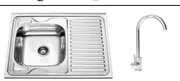 Kitchen Sink Set Zelto 8060 L Satin 0,7/160 & kitchen faucet 56 NESP — 1