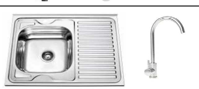 Kitchen Sink Set Zelto 8060 L Satin 0,7/160 & kitchen faucet 56 NESP