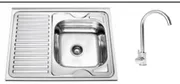 Kitchen Sink Set Zelto 8060 R Satin 0,7/160 & kitchen faucet 56 NESP — 1