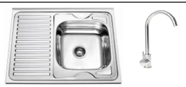 Kitchen Sink Set Zelto 8060 R Satin 0,7/160 & kitchen faucet 56 NESP