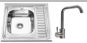 Kitchen Sink Set Zelto 6060 L Satin 0,7/160 & kitchen faucet NS02A — 1