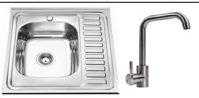 Kitchen Sink Set Zelto 6060 L Satin 0,7/160 & kitchen faucet NS02A