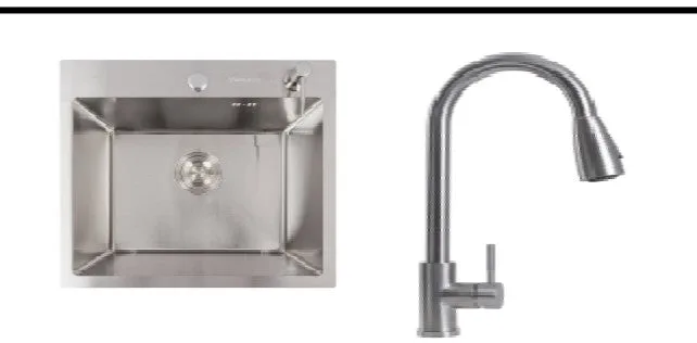 Σετ Νεροχύτης κουζίνας Zelto 5045 Inox & μπαταρία κουζίνας KT 8203 με Συρόμενο Ρουξούνι