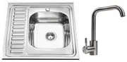 Kitchen Sink Set Zelto 6060 R Satin 0,7/160 & kitchen faucet NS02A — 1