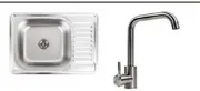 Kitchen Sink Set Zelto 6550 Decor 0,8/180 & kitchen faucet NS02A — 1