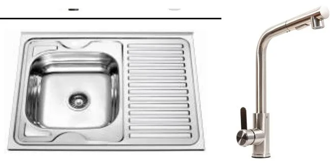 Kitchen Sink Set Zelto 8060 L Polish 0,7/160 & kitchen faucet FC-1 with detachable shower