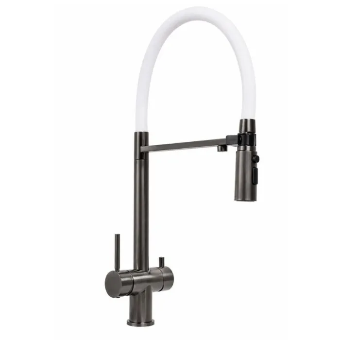 NES-TN66G with Flexible White Spout & Filter Outlet PVD Black