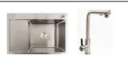 Kitchen Sink Set Zelto 6550R Inox 3.00mm/0.8mm & kitchen faucet FC-1 with detachable shower — 1