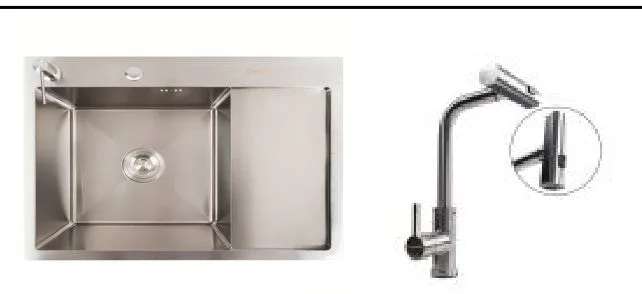 Kitchen Sink Set Zelto CM6550 L Inox & kitchen faucet XK08A Inox