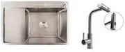 Σετ Νεροχύτης κουζίνας Zelto CM6550 R Inox & μπαταρία κουζίνας XK08A Inox — 1