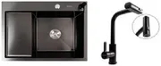 Σετ Νεροχύτης κουζίνας Zelto 6550 R PVD Black & μπαταρία κουζίνας XK09B Black — 1